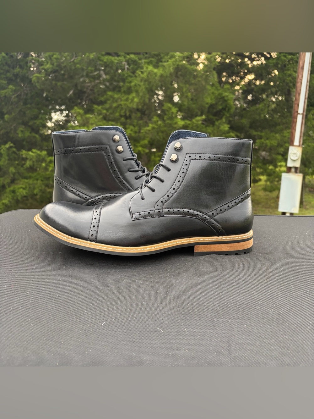 NWOT Bruno Marc Bergen Black Leather Chukka Boots Sz 14